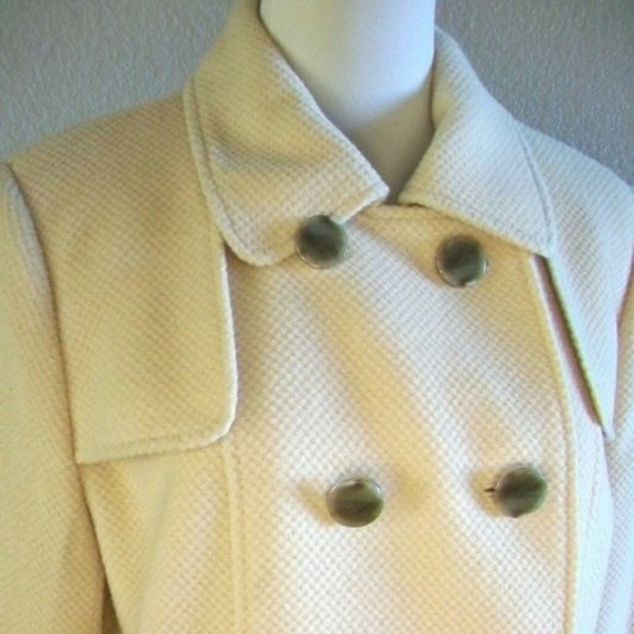 TALBOTS LONG WOOL COAT 85% WOOL 15% Rabbit Hair Beige Tan 12 PETITE Women's 12P - Picture 2 of 3